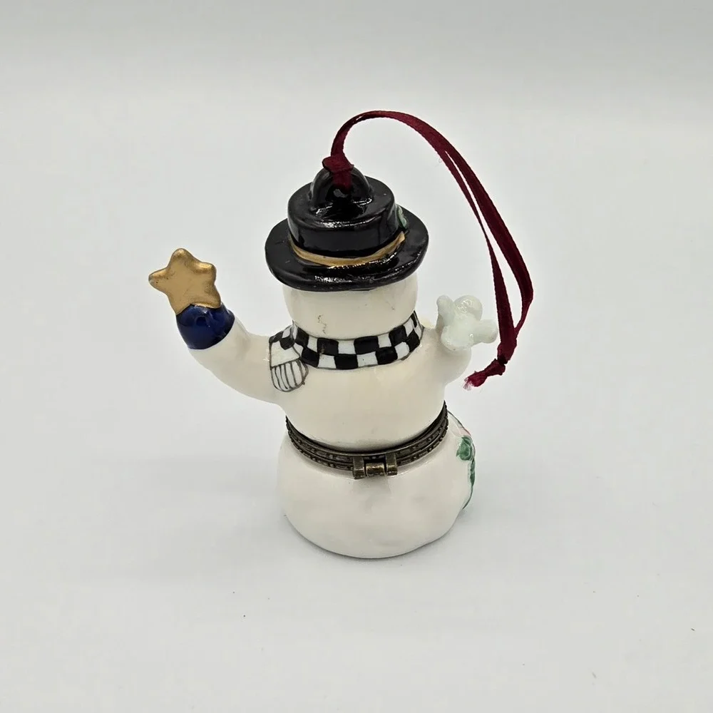 Ceramic Snowman Trinket Box Christmas Ornament with Star and Dove‎